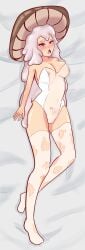 big_breasts bunnysuit dakimakura female female_only loost_gravy mushroom_girl mushroom_hat original_character pink_eyes slime_hair white_bunnysuit