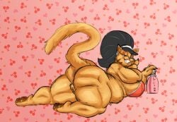 anthro anus ass belly big_belly big_breasts big_butt breasts cellulite claws domestic_cat feet felid feline felis female fluffy fluffy_tail genitals grin hi_res kentuckiyucki lidded_eyes lotion mammal mature_female mrs._katswell nickelodeon pawpads paws pussy smile solo t.u.f.f._puppy teeth thick_thighs toes wide_hips