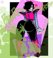 1boy ass big_ass big_butt black_hair fart fart_cloud fart_fetish farting fat_ass fat_butt femboy girly heart huge_ass huge_butt male male_only mettaton mettaton_ex robot solo text thick_ass toby_fox undertale weirdisfun