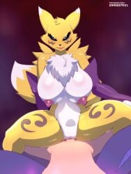 2022 animated anthro anthro_on_human anthro_penetrated athletic_female bandai_namco big_breasts blue_eyes blush bodily_fluids breasts canid canine cowgirl_position digimon digimon_(species) digital_media_(artwork) duo erection faceless_character faceless_human faceless_male female female_on_human female_on_top female_penetrated first_person_view from_front_position fur genitals human human_on_anthro human_penetrating human_penetrating_anthro human_pov interspecies light-skinned_male looking_at_viewer male male_human/female_anthro male_pov mammal markings multicolored_body multicolored_fur nipples nude on_back on_top orange-peel penetration penis pussy renamon sex sweat thick_thighs vaginal_penetration video_games white_fur yellow_fur