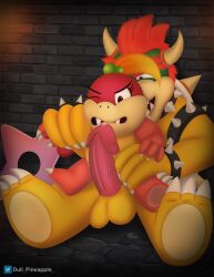 absurd_res anthro balls bowser claws collar dragon dull_pineapple duo erection female genitals hair hi_res horn koopa male male/female mammal mario_(series) nintendo penis pom_pom_(mario) red_hair reptile scalie sex spikes super_mario_3d_world turtle video_games