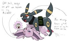 16:9 bodily_fluids cum cum_in_ass cum_inside cum_while_penetrated duo eeveelution ejaculation english_text espeon feral genital_fluids hi_res landru male male/male male_penetrated male_penetrating male_penetrating_male nintendo penetration pokémon_(species) pokemon pokemon_(species) text umbreon video_games widescreen