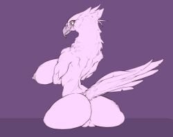 2022 accipitrid accipitriform anthro areola ass athletic athletic_anthro athletic_female avian beak big_breasts big_butt bird breasts eagle feathers female furry furry_only genitals hi_res huge_breasts huge_butt large_breasts looking_back muscular muscular_anthro muscular_female nipples nude puffy_nipples pussy rear_view shredded_wheat sitting solo tail_feathers