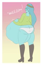 adventure_time ass belly big_ass big_belly blue_skin burping canyon_(adventure_time) cartoon_network clothing glittoris humanoid panties post_vore same_size_vore vore