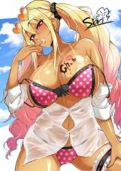 blonde_hair gyaru huge_breasts shatte_judevesten sian tan tan_skin