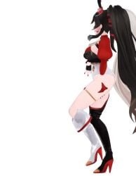 3d animated ass boots female long_hair low_res lowres momotexx_(vtuber) no_sound simple_background tagme two_tone_hair video virtual_youtuber vyugen white_background