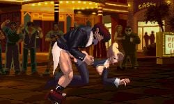 1boy 1girls angry animated areolae asian asian_male ass bent_over big_ass big_butt blonde_hair bra breasts breasts_out defeated doggy_style exposed_ass eyepatch female female_focus from_behind hair hair_bun hair_over_one_eye iori_yagami king_of_fighters m.u.g.e.n male male/female mature_(kof) mugenspriteslover nipples on_all_fours pants_down partially_clothed pixel_art rape ripped_clothing sex short_hair snk sprite suit