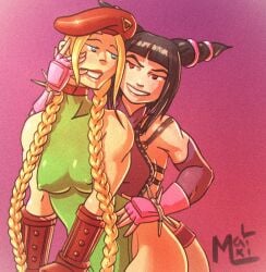 2girls alternate_version_available cammy_white erect_nipples female female_only juri_han maximaldraws multiple_girls street_fighter street_fighter_v yuri