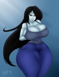 adventure_time big_thighs blue_jeans blue_lipstick bottom_heavy breasts_bigger_than_head child_bearing_hips crimsonreapress fat_thighs hourglass_figure huge_breasts huge_thighs large_thighs long_black_hair marceline marceline_abadeer massive_thighs pale-skinned_female pawg plump_ass plump_lips red_eyes tank_top thick_ass thick_thighs thighs_bigger_than_head thunder_thighs thunderthighs tight_clothing voluptuous wide_hips wide_thighs