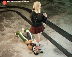 2girls 3d 3d_(artwork) asphyxiation beaten between_legs blender blonde_hair catfight crossed_ankles crossed_legs defeated dominant dominant_female domination dominatrix emilie_de_rochefort female female_domination femdom fight headscissor helpless humiliation jvfemdom knee_socks kneehighs kneesocks laying_down leggings legs lezdom long_hair mortal_kombat mortal_kombat_11 pinned pinned_down pinned_to_floor school_uniform schoolgirl skirt smile smiling smirk smirking sonya_blade spandex standing strangling tekken thick_thighs thighs thinking trapped white_socks wrestling wrestlingryona yuri