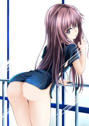 10s 1girls 2013 adjusting_hair ass bent_over body_blush brown_eyes brown_hair clone dekotaku female fence from_behind hair_between_eyes hands highres hospital_gown leaning_forward light long_hair long_image looking_at_viewer looking_back misaka_imouto misaka_imouto_9982 no_panties open_mouth photoshop pussy shirt short_sleeves solo solo_female standing tall_image teenage_girl teenager thigh_gap thighs to_aru_kagaku_no_railgun to_aru_majutsu_no_index uncensored window young