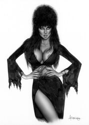 1girls alex_miranda areola_slip areolae black_hair breasts cassandra_peterson celebrity cleavage elvira elvira:_mistress_of_the_dark eyeshadow female female_only goth hourglass_figure large_breasts lipstick makeup monochrome nail_polish solo tagme