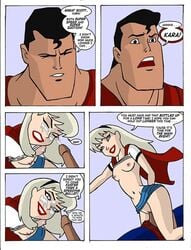 blonde_hair blue_eyes breasts comic cousins cum dc_comics dcau fellatio great_scott hair justice_league long_hair nipples oral penis pussy sharpie_(artist) supergirl superman superman:_the_animated_series superman_(series)