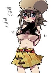 ape_escape artist_request breasts brown_hair haruka large_breasts lowres saru_getchu torn_clothes translation_request