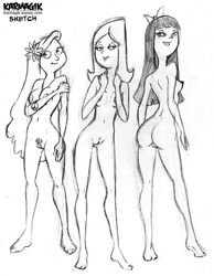 candace_flynn disney female female_only human jenny karmagik multiple_girls nipples phineas_and_ferb pussy stacy_hirano