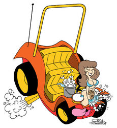 car_wash car_washing debbie_(speed_buggy) female fourpanelhero hanna-barbera human living_car living_machine speed_buggy speed_buggy_(character) tagme tongue_out