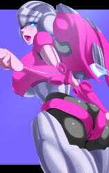 1girls alien alien_girl arcee arcee_(g1) ass big_ass big_breasts big_butt blue_eyes breasts busty female female_only humanoid nipple_bulge panties pink_panties robot robot_girl robot_humanoid solo solo_female transformers transformers_g1