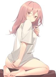 ass embarrassed kildir pink_hair shirt