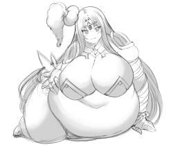 1girls 2022 bbw belly breasts cleavage fate/grand_order fate_(series) female female_focus huge_belly huge_breasts kurocaze looking_at_viewer obese obese_female overweight overweight_female plump scheherazade_(fate) sketch solo solo_focus