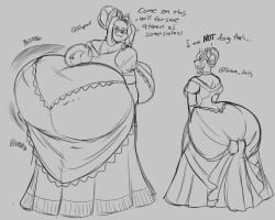 2020s 2022 2girls anthro artjwink ass ass_in_dress ass_shake big_ass bottom_heavy bubble_ass dialogue dress english english_text enormous_ass female female_focus female_only formal furry furry_only gigantic_ass huge_ass jwinkz larger_female shaking_butt size_difference sketch smaller_female superix text twerking