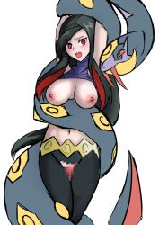 1boy 1girls black_hair blush breasts breasts_out censored censored_penis clothed clothed_sex clothing crotchless dominant_feral female female_human/male_feral female_on_feral female_penetrated femsub feral feral_on_female feral_on_human feral_penetrating feral_penetrating_human fortunia_(pokémon) frontier_brain game_freak human human_penetrated interspecies legs_together light-skinned_female light_skin long_hair lucy_(pokemon) male male/female male_penetrating male_penetrating_female male_pokemon/female_human maledom nintendo nivi no_bra no_panties open_mouth penetration pokemon pokemon_(game) pokemon_(species) pokephilia pussy rape red_eyes restrained seviper sex simple_background snake snake_penis torn_clothes vaginal_penetration white_background wide_hips