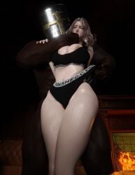 1boy 1girls 3d areolae blacked blacked_clothing breasts clothing_pull dark-skinned_male dark_skin elden_ring faceless_male female female_focus finger_in_mouth fish_hooking fromsoftware highres huge_breasts huge_filesize interracial large_breasts light-skinned_female light_skin long_hair male male/female melina_(elden_ring) navel one_eye_closed pale-skinned_female pale_skin skimpy skimpy_clothes slayed.coom straight tarnished toned toned_body toned_female toned_stomach