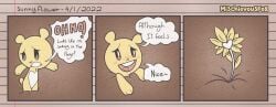 blush comic dialogue english_text female flower fur furry hibernotion_(comics) mischievousfox parody sinking sunny_bear tail text