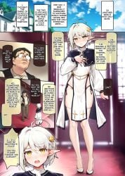 2boys black_hair color doujinshi elf english_text femboy glasses original priest shuffle_(songdatiankong) text translated ugly_bastard white_hair yaoi yellow_eyes