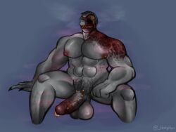 big_balls big_breasts big_muscles big_nipples big_penis blood burn_scar gore huge_balls huge_cock huge_nipples huge_testicles madness_combat male_ryona marlushii mohawk mohawk_(hairstyle) oc original_character piercing scar solo_male