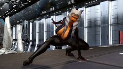 1girls 3d ahsoka_tano ahsoka_tano_(imperial) alien alien_girl ass big_ass big_breasts blue_eyes boobafuta boots breasts dark_side death_star female female_only fingernails girl latex latex_suit lekku lightsaber nipples open_clothing orange_skin red_lips sith solo star_wars suit the_clone_wars:_season_seven thick_thighs thighs togruta virtamate