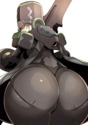 big_ass big_butt darling_in_the_franxx female female_only franxx genista genista_(darling_in_the_franxx) huge_ass humanoid looking_at_viewer looking_back love mecha mecha_musume no_humans nuezou robot shy thick_thighs weapon white_background yellow_eyes