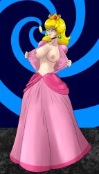 areolae breasts exposed_breasts female female_only flashing flashing_breasts hypnosis katsiika mario_(series) mind_control nintendo nipples princess_peach solo