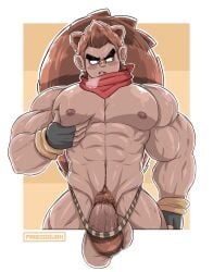 balls bandana bara big_balls big_pecs big_penis bulge flaccid frieddough gay jockstrap male male_only mctail_(frieddough) muscles muscular original_character pec_grasp penis solo solo_male veiny_penis