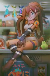 1girls 2021 anthro armwear aurebesh black_pupils blue_eyes blue_iris brown_body brown_eyebrows brown_fur brown_hair bunny_tail clothed clothing crossed_legs eyebrows eyelashes female female_only fish food fruit furry furry_female furry_only hand_on_knee lagomorph lagomorph_humanoid lepi_(species) looking_at_viewer lop_(star_wars) lucasfilm mammal mammal_humanoid miles_df neck_tuft paws pear ponytail rabbit rabbit_humanoid sandwich sitting sitting_on_table smiling smiling_at_viewer solo solo_female star_wars star_wars_visions tuft white_sclera