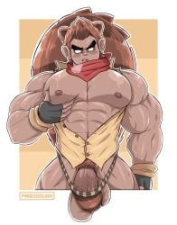 balls bandana bara big_balls big_pecs big_penis bulge flaccid frieddough gay jockstrap male male_only mctail_(frieddough) muscles muscular original_character pec_grasp penis solo solo_male unbuttoned_shirt veiny_penis