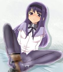 1girls akemi_homura artist_request blush blush_lines blushing censored cum cum_on_foot cum_on_leg cum_on_legs cum_on_legwear ejaculation embarrassed erection feet female foot_fetish foot_focus footjob hetero human human_only legwear long_hair looking_at_viewer mahou_shoujo_madoka_magica mosaic_censoring nervous pantyhose penis pov pov_eye_contact pov_feet pubic_hair puella_magi_madoka_magica purple_eyes purple_hair