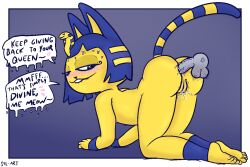 2d_(artwork) aliasing all_fours ambiguous_gender ambiguous_penetrating ambiguous_species anal anal_sex animal_crossing ankha ankha_(animal_crossing) anthro anus ass balls barefoot bite biting_lip blush blush_lines bodily_fluids body_blush border breasts clothing cum cum_in_ass cum_inside cum_on_butt cum_on_penis cum_while_penetrated dialogue digital_drawing_(artwork) digital_media_(artwork) disembodied_penis domestic_cat droplets duo ejaculation eyelashes eyeliner faceless_character feet felid feline felis female female/ambiguous flat_chested genital_fluids genitals headgear headwear heart humanoid_genitalia humanoid_penis humanoid_pussy kneeling knees_together legs_together looking_back looking_pleasured makeup male mammal motion_lines narrowed_eyes nintendo nipples nude offscreen_character outside_border penetration penile penile_penetration penis penis_in_ass pussy pussy_blush pussy_ejaculation pussy_juice raised_tail sfl-art signature simple_background small_breasts solo solo_focus sweat sweatdrop urethra urethral_bulge vein veiny_penis video_games young