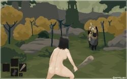 1boy 1girls 2022 2d 60t5lim3 ass ass_focus elden_ring female fromsoftware gameplay_mechanics nude nude_female pixel_art sideboob tarnished tree_sentinel