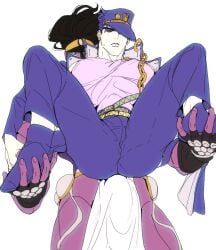 2boys artist_request blush bulge bulge_through_clothing clothed clothed_male dry_humping gay jojo's_bizarre_adventure jotaro_kujo male/male male_focus male_only muscular selfcest stand_(jjba) star_platinum stardust_crusaders yaoi