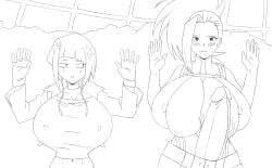 1futa 1girls bananarama_(artist) big_breasts big_penis black_and_white blush breasts dickgirl embarrassed erect_penis exposed_penis futanari gigantic_breasts gigantic_penis huge_breasts huge_cock huge_penis intersex kyoka_jiro large_breasts large_penis long_penis massive_breasts momo_yaoyorozu monochrome my_hero_academia penis penis_out penis_outside thick_penis