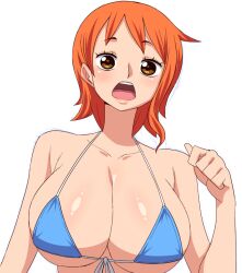 1girls bare_shoulders bikini breasts cleavage doodle female female_focus female_only front_view huge_breasts human human_only humanoid large_breasts nami one_piece open_mouth orange_hair pre-timeskip shiny_skin short_hair short_orange_hair shounen_jump simmsy simple_background solo solo_female upper_body white_background