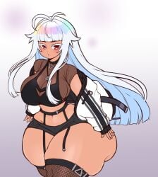 1girls 2021 alter_minari_(jojoniumart) ass big_ass big_breasts breasts cleavage clothed clothing curvaceous curvy female female_focus hips huge_ass huge_breasts jacket jojoniumart large_ass large_breasts long_hair midriff red_eyes silver_hair solo solo_female solo_focus thick_thighs thighs voluptuous wide_hips