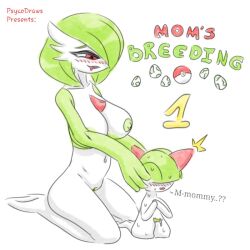 2_horns age_difference areola blush bodily_fluids breasts cum cum_on_penis dialogue drooling duo egg ejaculation erection exposed_breasts female gardevoir genital_fluids genitals green_areola green_body green_hair hair hair_over_eye hair_over_eyes hand_on_head hands_together horn humanoid imminent_incest imminent_rape interspecies intraspecies kneeling larger_female male male/female nintendo older_female one_eye_obstructed open_mouth penis pokémon_(species) pokemon pokemon_(species) psycodraws pussy ralts red_eyes saliva shocked simple_background size_difference smaller_male standing sweat video_games white_background white_body young younger_male