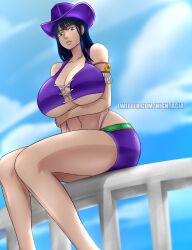 cowboy_hat female female_only high_tagia miss_all_sunday nico_robin one_piece pre-timeskip skirt thong underboob