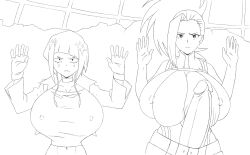 1futa 1girls angry angry_face bananarama_(artist) big_breasts big_penis black_and_white breasts dickgirl erect_penis exposed_penis futanari gigantic_breasts gigantic_penis huge_breasts huge_cock huge_penis intersex kyoka_jiro large_breasts large_penis long_penis massive_breasts momo_yaoyorozu monochrome my_hero_academia penis penis_out penis_outside thick_penis