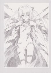 breasts breasts_exposed breasts_out female female_focus female_only golden_darkness hairless_pussy konjiki_no_yami nipples no_bra no_panties no_underwear nude pussy simple_background small_breasts solo to_love-ru to_love-ru_darkness torn_clothes traditional_art very_long_hair white_background yabuki_kentarou