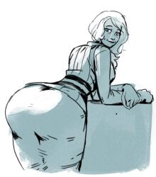 1girls ass ass_in_dress big_ass big_butt butt clothed clothes clothing dumptruck_ass female female_only fully_clothed hips huge_ass huge_butt human human_only humanoid large_ass large_butt leaning_on_table looking_at_viewer looking_back milf pencil_skirt redblacktac rwby shaded_sketch smile solo solo_female source_request thick thick_ass thick_thighs thighs wide_hips willow_schnee