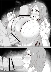 1boy 1girls 2022 :>= artist_request bleach blowjob blowjob_face breasts censor_bar censored cock_shock erect_nipples fellatio female gigantic_breasts gigantic_penis hair_ornament hairclip hands-free hands-free_paizuri huge_breasts huge_cock hyper hyper_penis inoue_orihime just_the_tip long_hair male massive_breasts monochrome mucc multiple_views naughty_face nipples open_mouth paizuri paizuri_under_clothes paizuri_with_huge_penis partial_male penis penis_awe penis_between_breasts simple_background sucking_penis sucking_tip sweat sweaty_body sweaty_breasts tearing_up tight_paizuri titjob