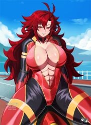 1gilrs bodysuit jadenkaiba looking_at_viewer red_hair smile tagme zipper