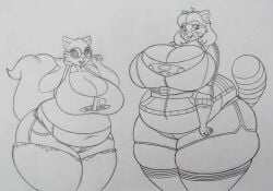 ailurid anthro bao_azalea bare_midriff big_breasts big_pupils blueberry_inflation cleavage dani_harper fat feline feline furry huge_breasts jean_shorts lj_caffie original_character permaberry red_panda shy ssbbw sweatdrop tank_top thick_thighs thigh_highs tuxedo_cat wide-eyed wide_hips zettai_ryouiki